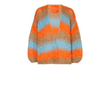 mailles et sweats cardigan ss22¨m3000 camel/orange/aqua Les tricots d'O